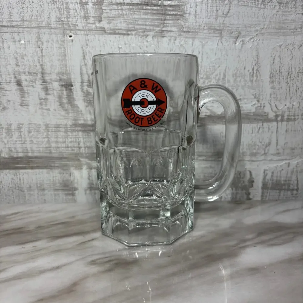 Vintage A&W Root Beer Heavy Glass Mug Bullseye Logo